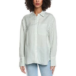 Reveriee Womens Linen-Blend Tisbury Button Shirt, White
